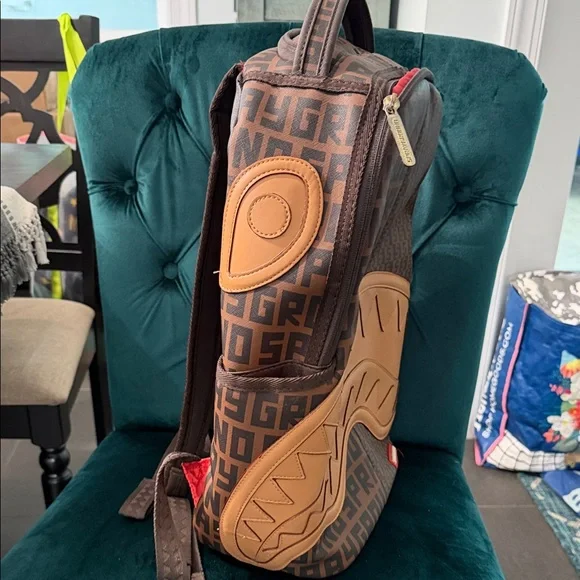 Sprayground Brown and Tan Graphic Backpack - Picture 4 of 10